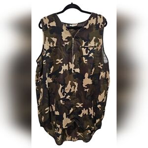 Mileage Women Camouflage Lightweight Sheer Sleeveless Top Size 3XL